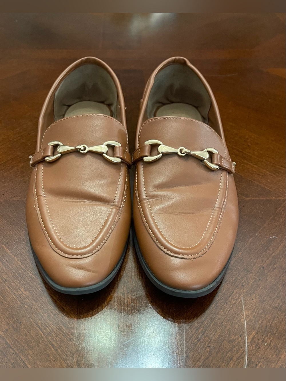 LOFT Tan Leather Bit Slip-On Loafers